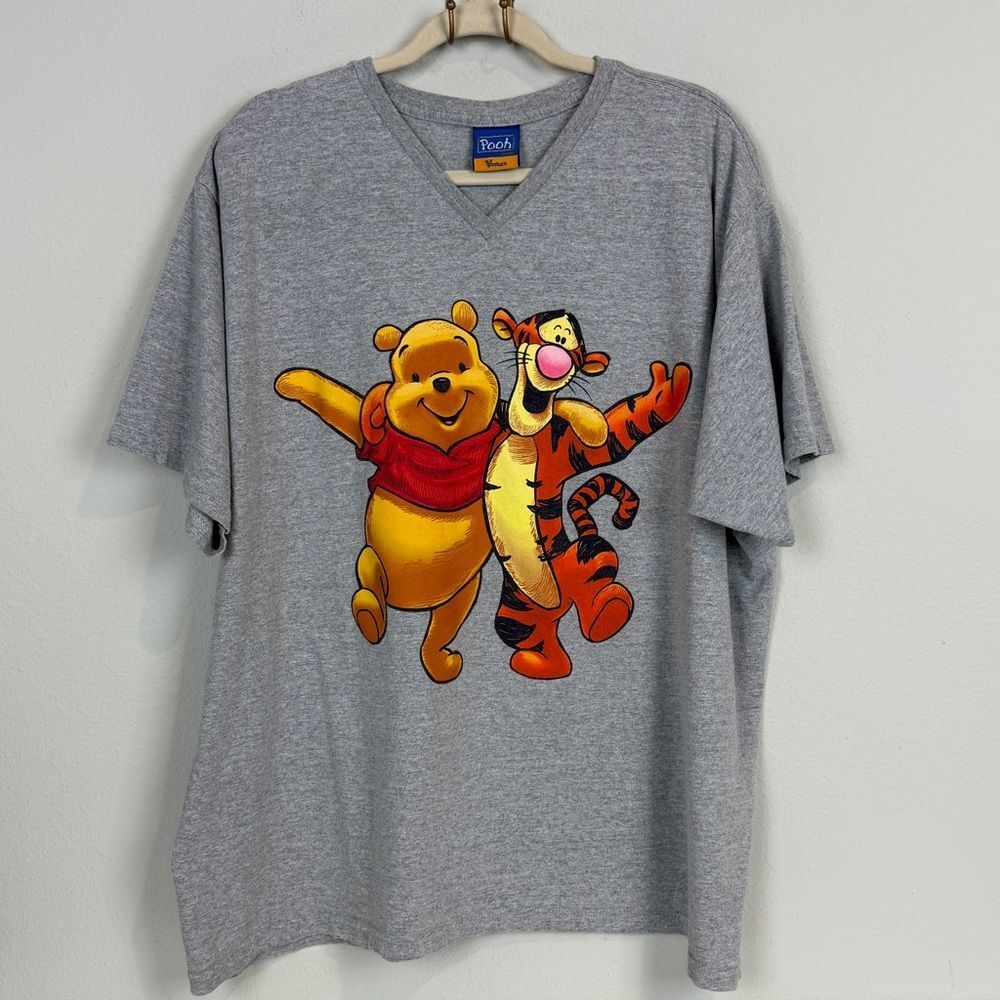 Vintage Disney Pooh & Tigger Double-Sided Short Sleeve Grey T-shirt 22/24W